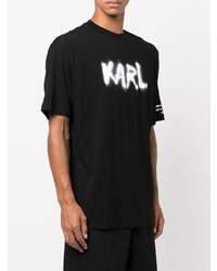 T-shirt à col rond imprimé noir et blanc Karl Lagerfeld