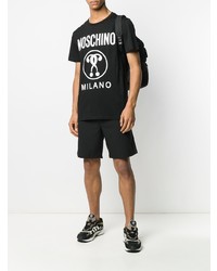 T-shirt à col rond imprimé noir et blanc Moschino