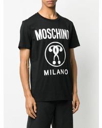 T-shirt à col rond imprimé noir et blanc Moschino