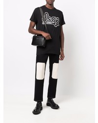 T-shirt à col rond imprimé noir et blanc DSQUARED2