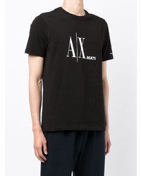 T-shirt à col rond imprimé noir et blanc Armani Exchange