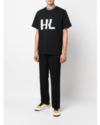 T-shirt à col rond imprimé noir et blanc Helmut Lang