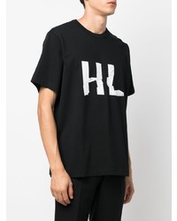 T-shirt à col rond imprimé noir et blanc Helmut Lang