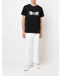 T-shirt à col rond imprimé noir et blanc Billionaire