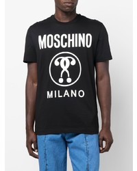 T-shirt à col rond imprimé noir et blanc Moschino