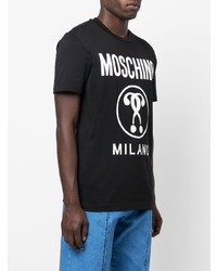 T-shirt à col rond imprimé noir et blanc Moschino