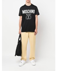 T-shirt à col rond imprimé noir et blanc Moschino