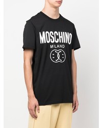 T-shirt à col rond imprimé noir et blanc Moschino