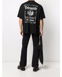 T-shirt à col rond imprimé noir et blanc Vetements