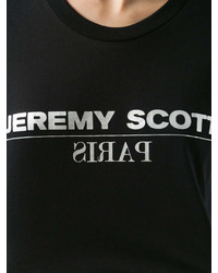 T-shirt à col rond imprimé noir et blanc Jeremy Scott