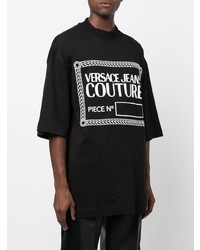 T-shirt à col rond imprimé noir et blanc VERSACE JEANS COUTURE