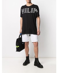 T-shirt à col rond imprimé noir et blanc Philipp Plein