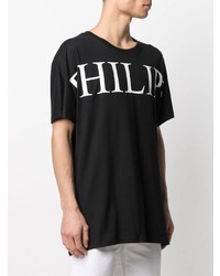 T-shirt à col rond imprimé noir et blanc Philipp Plein