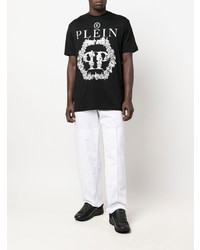 T-shirt à col rond imprimé noir et blanc Philipp Plein