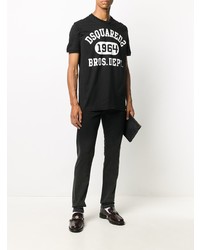 T-shirt à col rond imprimé noir et blanc DSQUARED2