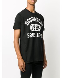 T-shirt à col rond imprimé noir et blanc DSQUARED2