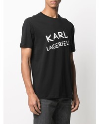 T-shirt à col rond imprimé noir et blanc Karl Lagerfeld