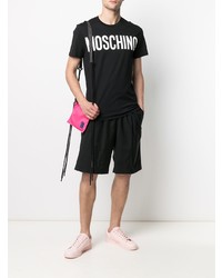 T-shirt à col rond imprimé noir et blanc Moschino