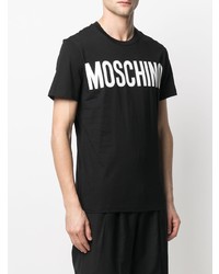 T-shirt à col rond imprimé noir et blanc Moschino