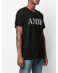 T-shirt à col rond imprimé noir et blanc Amiri