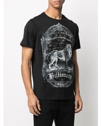 T-shirt à col rond imprimé noir et blanc Billionaire