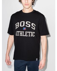 T-shirt à col rond imprimé noir et blanc BOSS