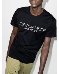 T-shirt à col rond imprimé noir et blanc DSQUARED2