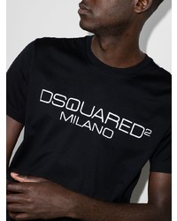 T-shirt à col rond imprimé noir et blanc DSQUARED2