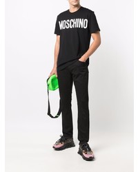 T-shirt à col rond imprimé noir et blanc Moschino