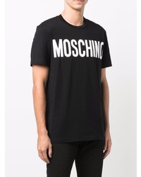 T-shirt à col rond imprimé noir et blanc Moschino