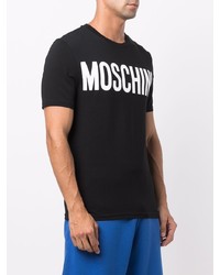 T-shirt à col rond imprimé noir et blanc Moschino