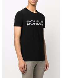 T-shirt à col rond imprimé noir et blanc Dondup