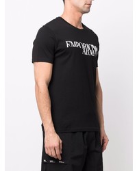 T-shirt à col rond imprimé noir et blanc Emporio Armani