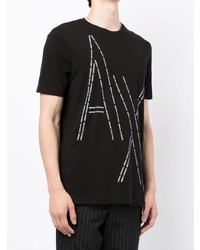 T-shirt à col rond imprimé noir et blanc Armani Exchange