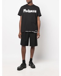 T-shirt à col rond imprimé noir et blanc Alexander McQueen