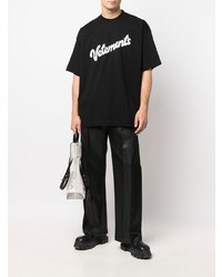 T-shirt à col rond imprimé noir et blanc Vetements