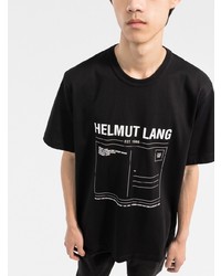 T-shirt à col rond imprimé noir et blanc Helmut Lang