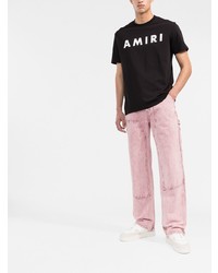 T-shirt à col rond imprimé noir et blanc Amiri