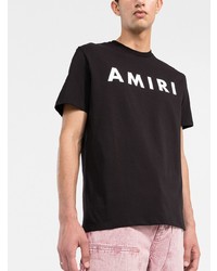 T-shirt à col rond imprimé noir et blanc Amiri