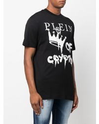 T-shirt à col rond imprimé noir et blanc Philipp Plein