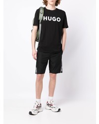 T-shirt à col rond imprimé noir et blanc Hugo