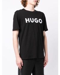 T-shirt à col rond imprimé noir et blanc Hugo