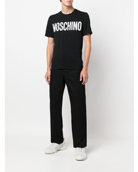 T-shirt à col rond imprimé noir et blanc Moschino