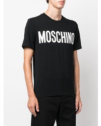 T-shirt à col rond imprimé noir et blanc Moschino