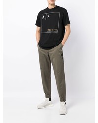 T-shirt à col rond imprimé noir et blanc Armani Exchange