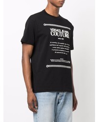 T-shirt à col rond imprimé noir et blanc VERSACE JEANS COUTURE