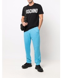 T-shirt à col rond imprimé noir et blanc Moschino