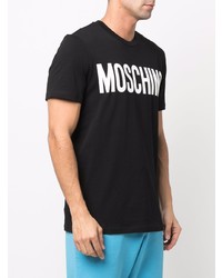 T-shirt à col rond imprimé noir et blanc Moschino