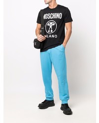 T-shirt à col rond imprimé noir et blanc Moschino