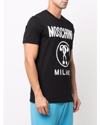 T-shirt à col rond imprimé noir et blanc Moschino